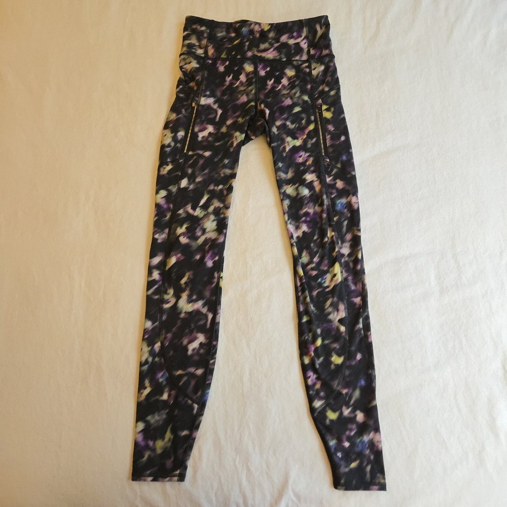 Athleta Small Tall Inseam Rainier High Rise Leggings Lyra Garden Black Purple - Picture 3 of 16